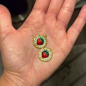 18K Gold Plated Stainless Steel Strawberry Charms (2pc)